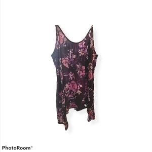PURPLE FLORAL GEORGETTE SHARKBITE CAMI
